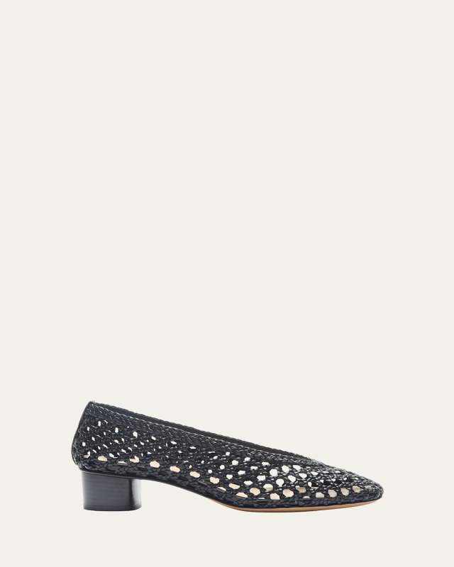 Woven Leather Ballerina Pumps